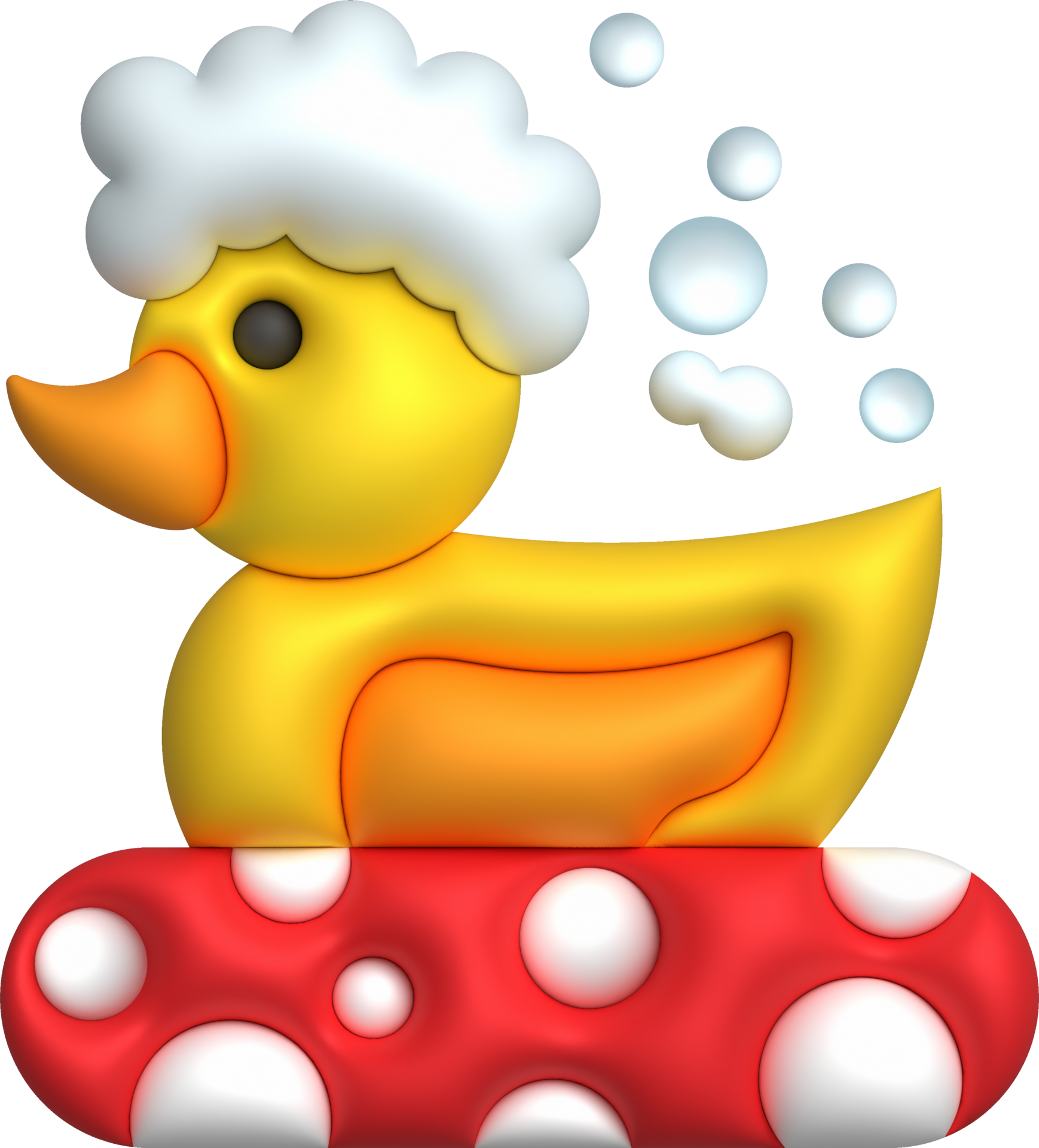 3d-icon-rubber-duck-playing-in-bubble-bath-or-bath-toy-with-rubber-ring-cute-rubber-floating-for-chi