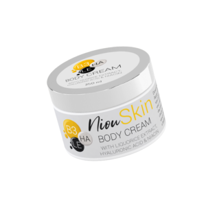 Body Cream packed with the skin care benefits of Hyaluronic Acid, Vitamin B3 (Niacinamide), Liquorice Extract, and Squalane.